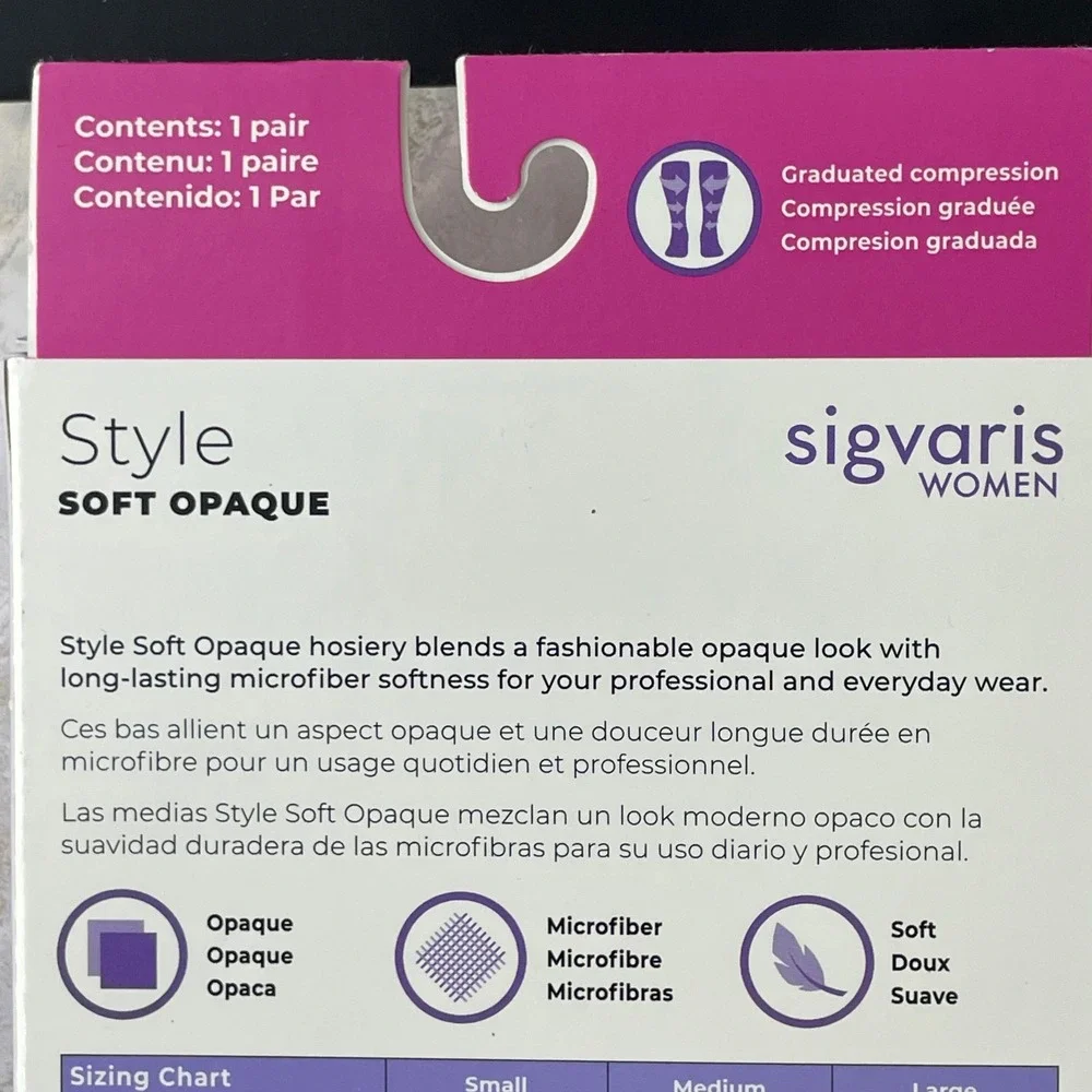 Sigvaris Style Soft Opaque Pantyhose Women SL Black 20-30mmHg 842PSLW99